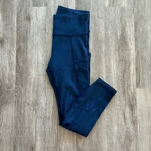 Athleta Up For Anything 7/8 Tights Navy Blue Size Small | Pockets & Drawstring
